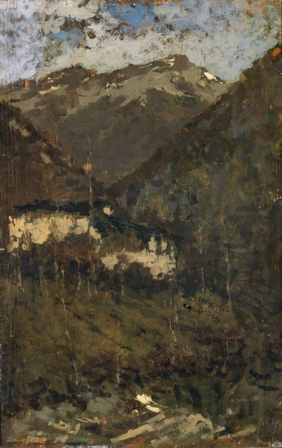 89-Francesco Filippini-Paesaggio di montagna con rifugi  